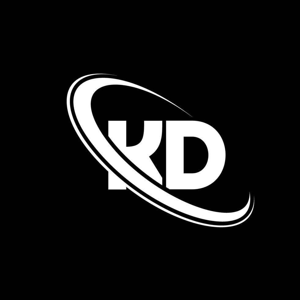 KD logo. K D design. White KD letter. KD letter logo design. Initial letter KD linked circle uppercase monogram logo. vector