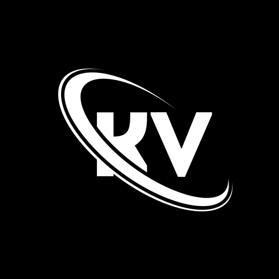 logotipo kv. diseño de kv. letra kv blanca. diseño del logotipo de la letra kv. letra inicial kv círculo vinculado logotipo de monograma en mayúsculas. vector