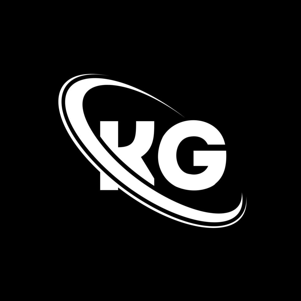 logotipo de kg. diseño de kg. carta blanca de kg. diseño del logotipo de la letra kg. letra inicial kg círculo vinculado logotipo de monograma en mayúsculas. vector
