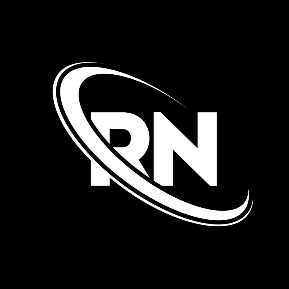 RN logo. R N design. White RN letter. RN letter logo design. Initial letter RN linked circle uppercase monogram logo. vector