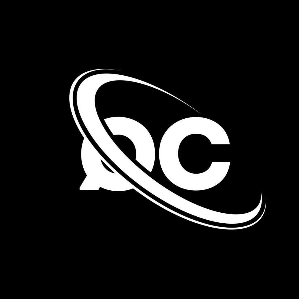 QC logo. Q C design. White QC letter. QC letter logo design. Initial letter QC linked circle uppercase monogram logo. vector