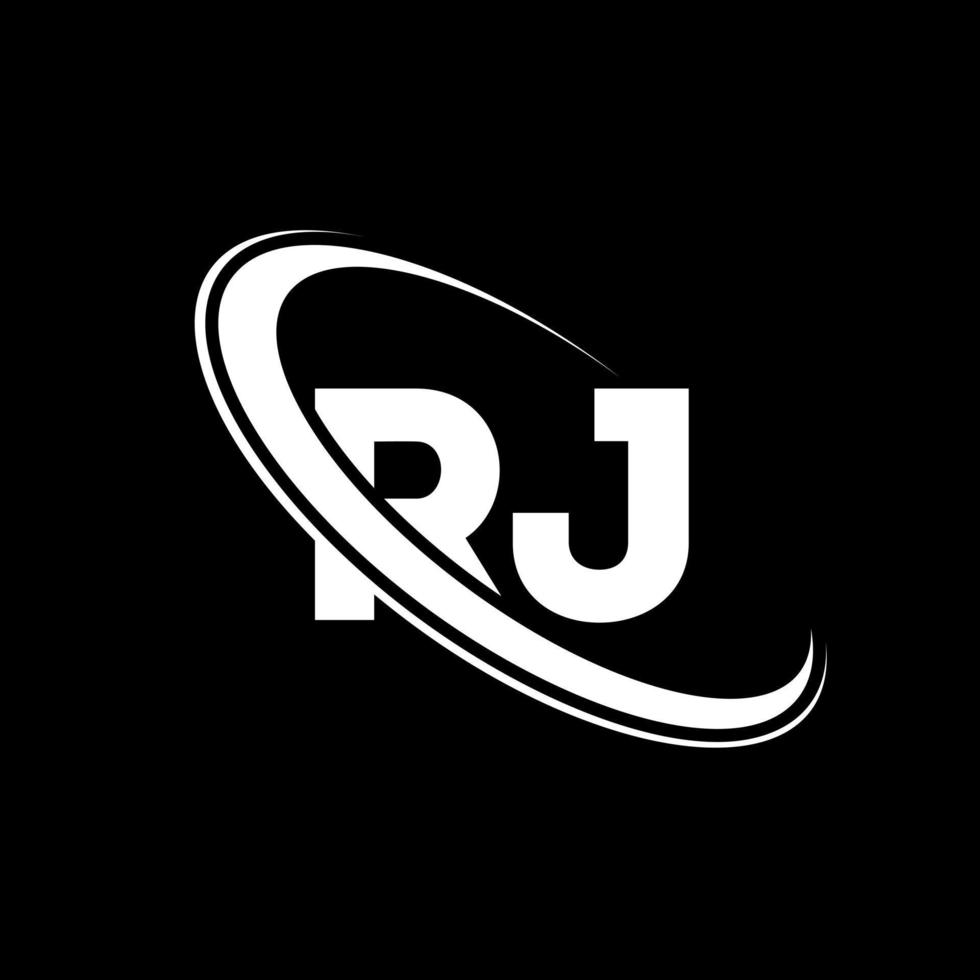 logotipo de jr diseño rj letra rj blanca. diseño del logotipo de la letra rj. letra inicial rj círculo vinculado logotipo de monograma en mayúsculas. vector