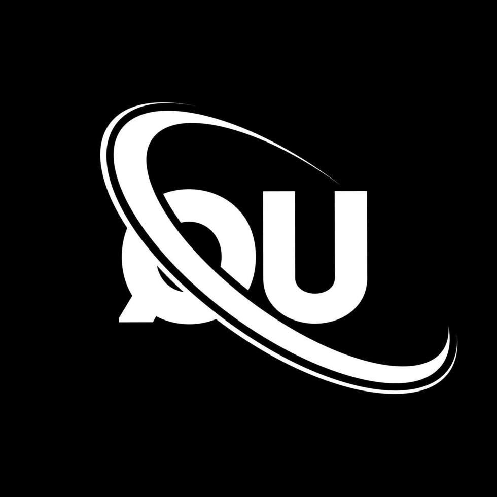 QU logo. Q U design. White QU letter. QU letter logo design. Initial letter QU linked circle uppercase monogram logo. vector