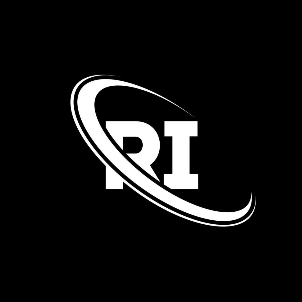 RI logo. R I design. White RI letter. RI letter logo design. Initial letter RI linked circle uppercase monogram logo. vector