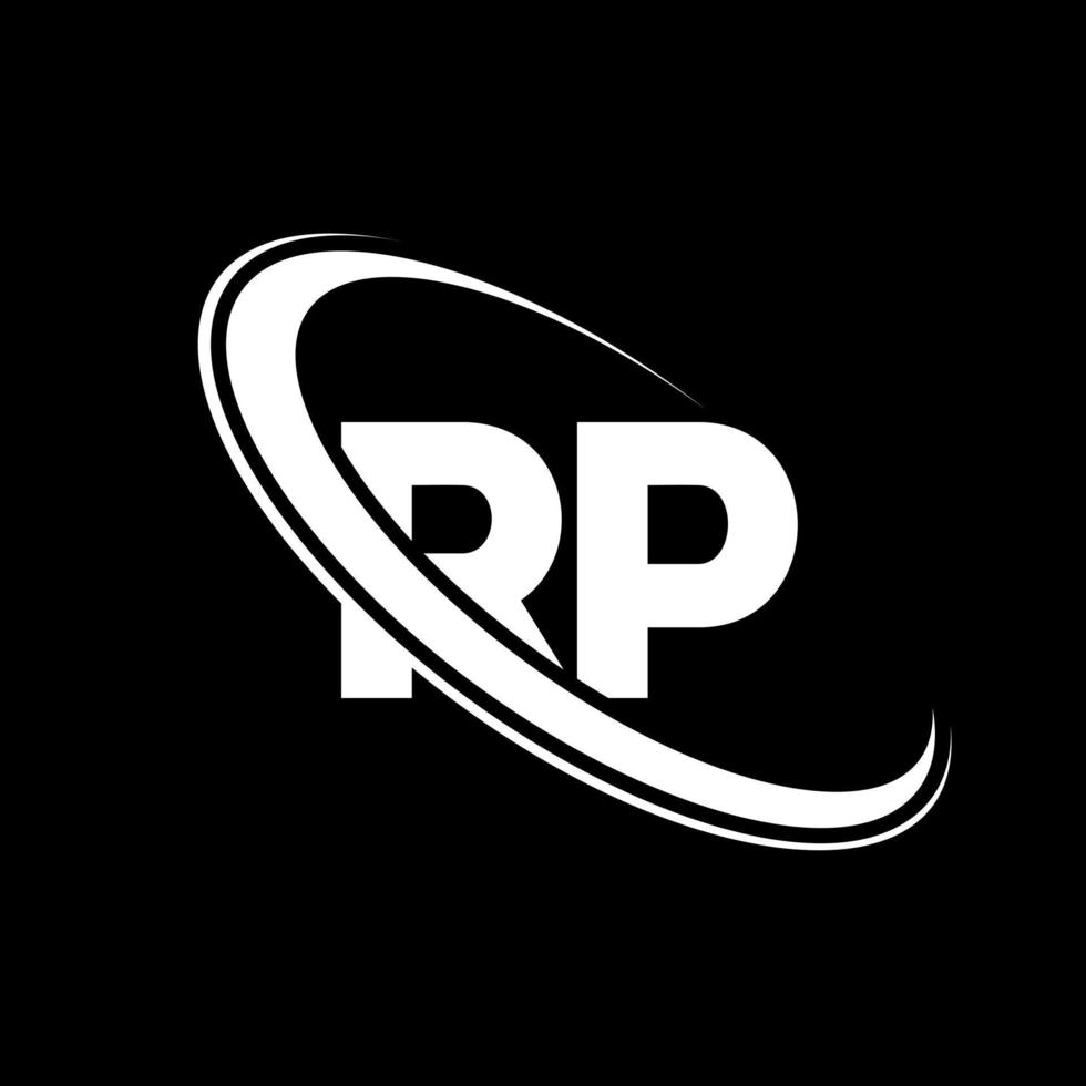 logotipo de rp. diseño de rp. letra rp blanca. diseño del logotipo de la letra rp. letra inicial rp círculo vinculado logotipo de monograma en mayúsculas. vector