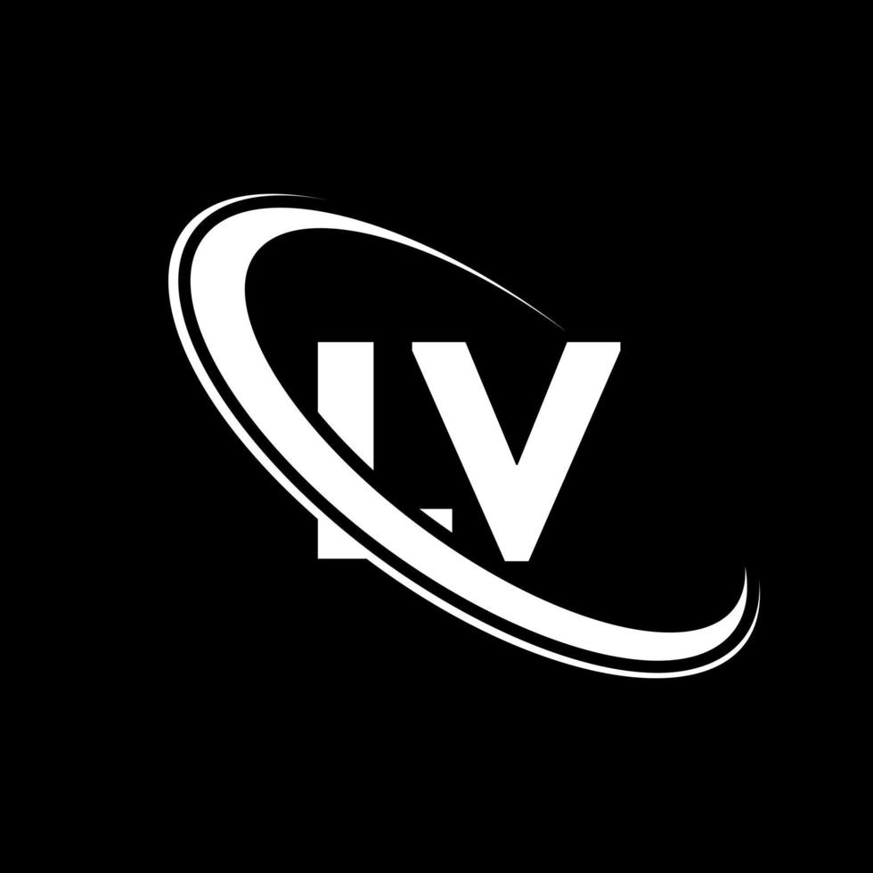 logotipo de LV. diseño lv. letra lv blanca. diseño del logotipo de la letra lv. letra inicial lv círculo vinculado logotipo de monograma en mayúsculas. vector