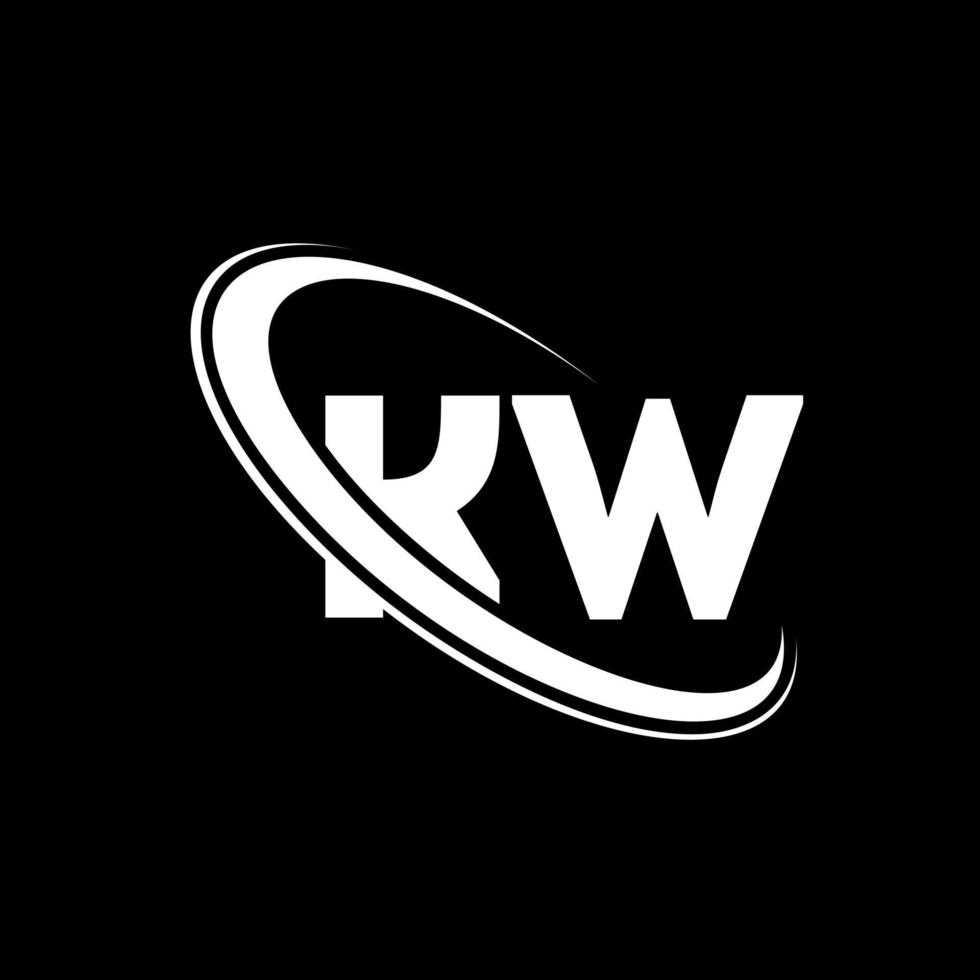 logotipo de kw. diseño kw letra kw blanca. diseño del logotipo de la letra kw. letra inicial kw círculo vinculado logotipo de monograma en mayúsculas. vector