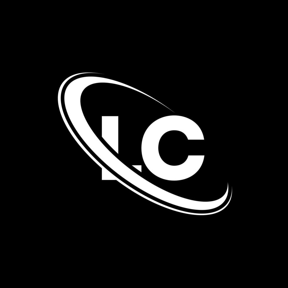 logotipo de l.c. diseño l.c. letra lc blanca. diseño de logotipo de letra lc. letra inicial lc círculo vinculado logotipo de monograma en mayúsculas. vector