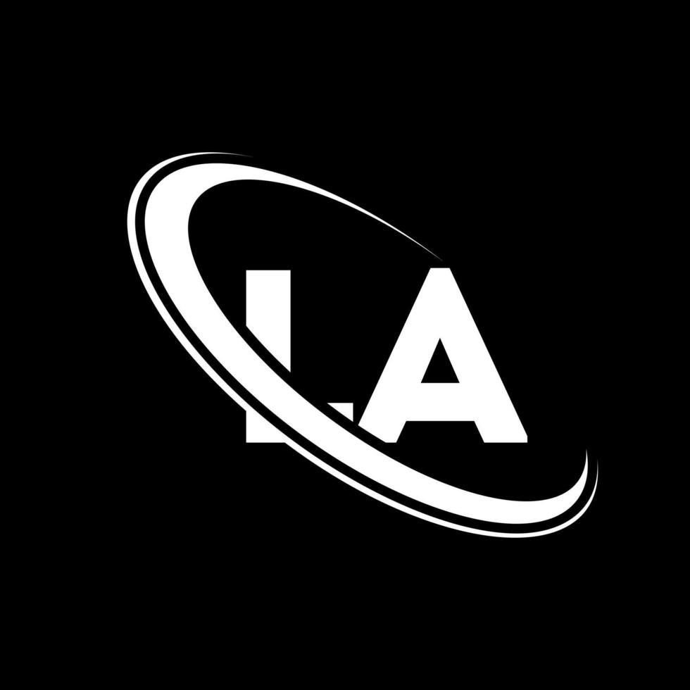 LA logo. L A design. White LA letter. LA letter logo design. Initial letter LA linked circle uppercase monogram logo. vector