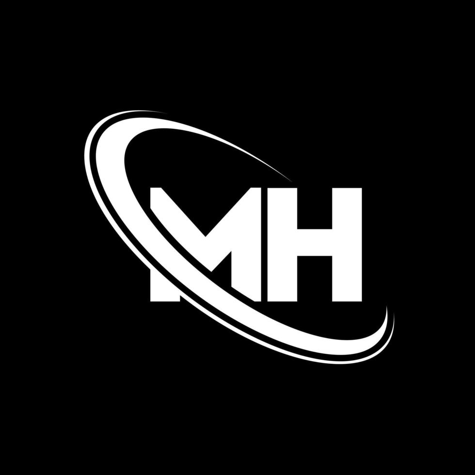 MH logo. M H design. White MH letter. MH letter logo design. Initial letter MH linked circle uppercase monogram logo. vector