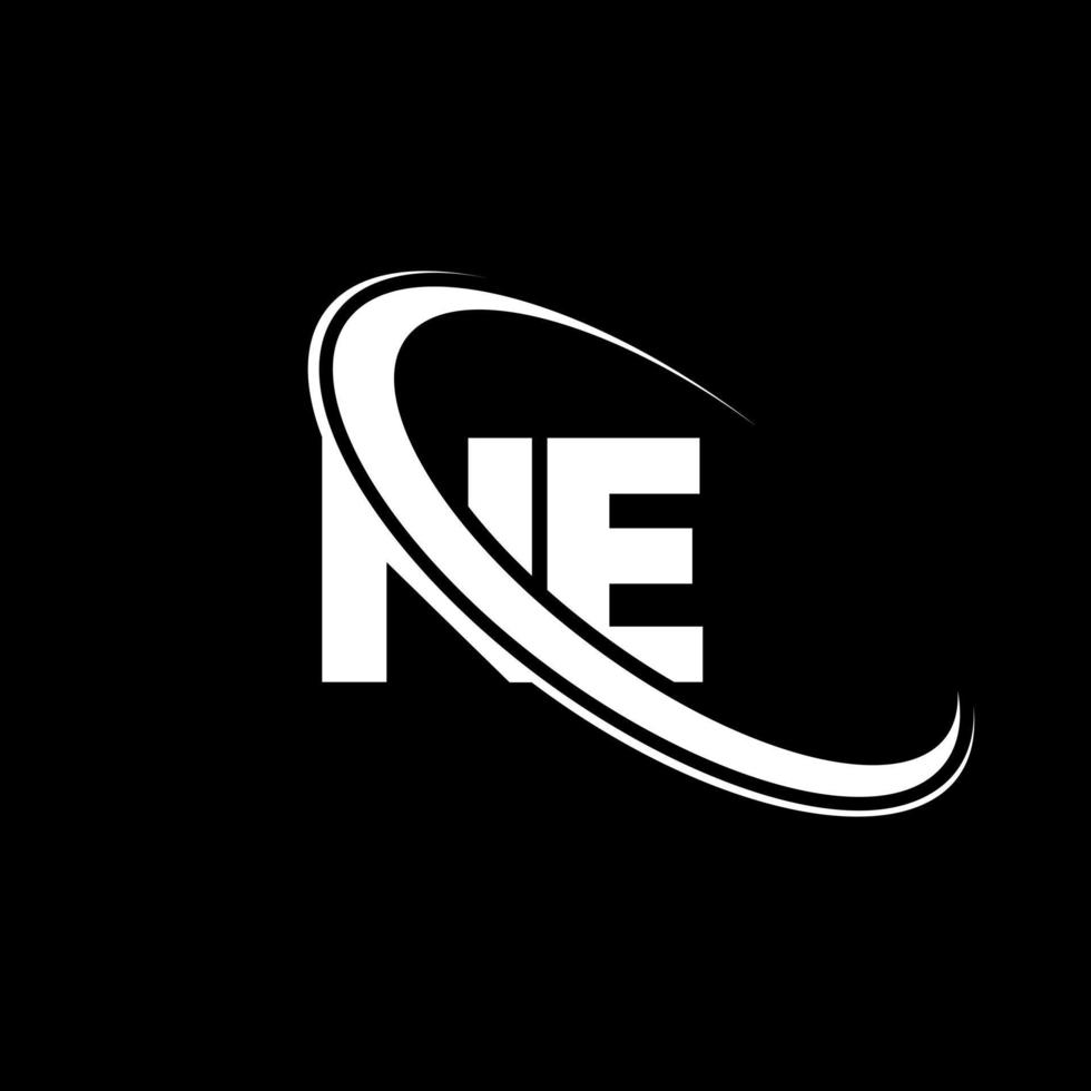 NE logo. N E design. White NE letter. NE letter logo design. Initial letter NE linked circle uppercase monogram logo. vector