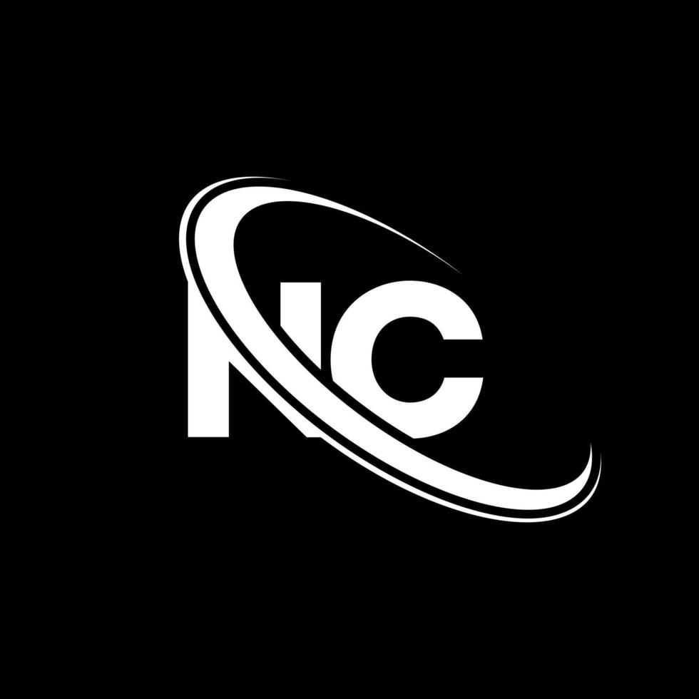 logotipo de nc. diseño nc. letra nc blanca. diseño del logotipo de la letra nc. letra inicial nc círculo vinculado logotipo de monograma en mayúsculas. vector