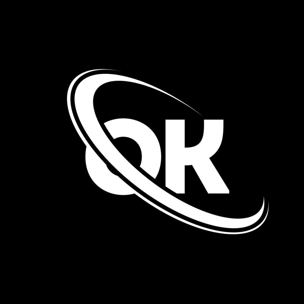 OK logo. O K design. White OK letter. OK letter logo design. Initial letter OK linked circle uppercase monogram logo. vector