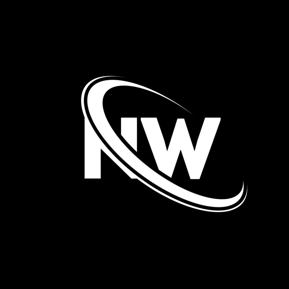NW logo. N W design. White NW letter. NW letter logo design. Initial letter NW linked circle uppercase monogram logo. vector