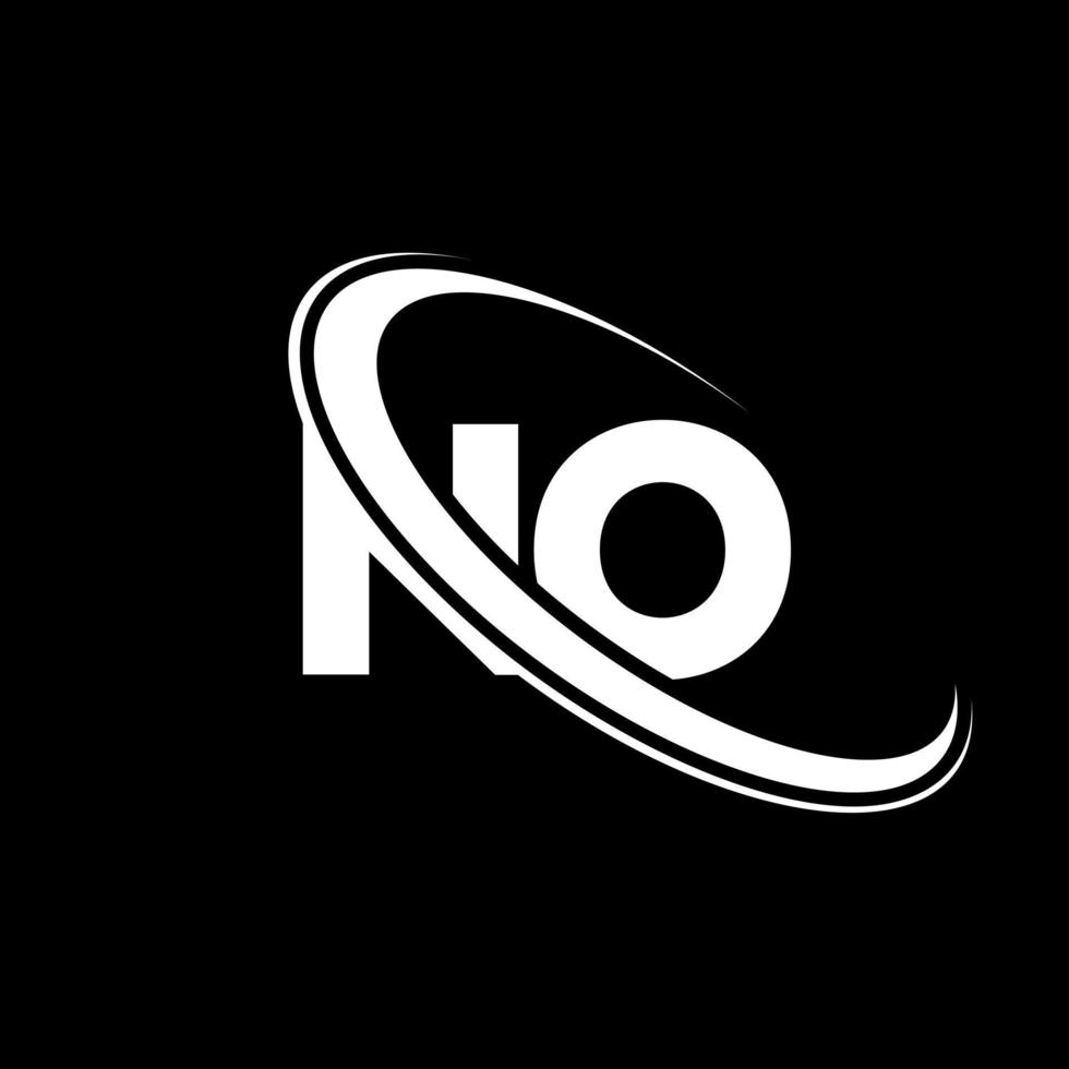 NO logo. N O design. White NO letter. NO letter logo design. Initial letter NO linked circle uppercase monogram logo. vector