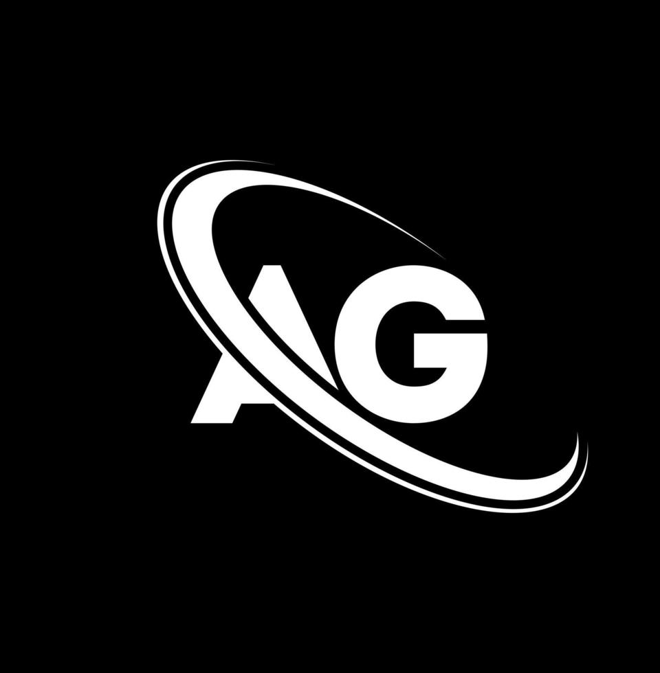AG logo. A G design. White AG letter. AG letter logo design. Initial letter AG linked circle uppercase monogram logo. vector