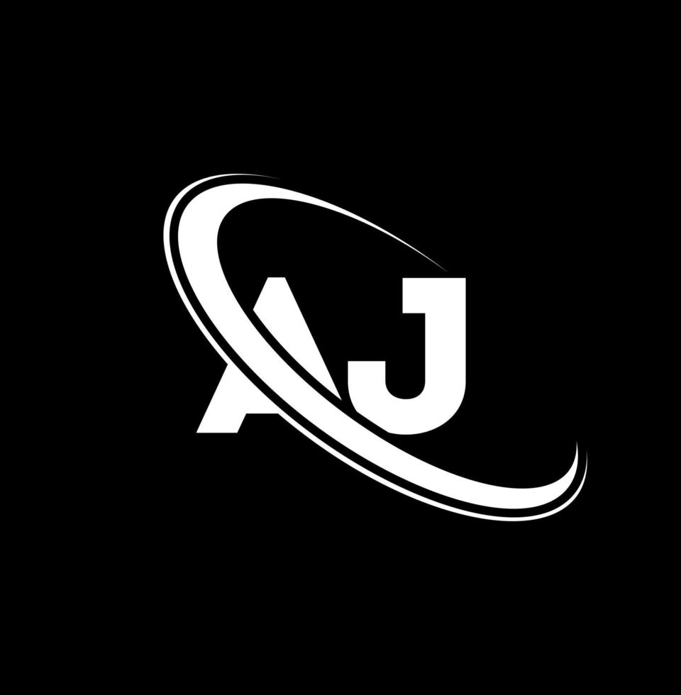 AJ logo. A J design. White AJ letter. AJ letter logo design. Initial letter AJ linked circle uppercase monogram logo. vector