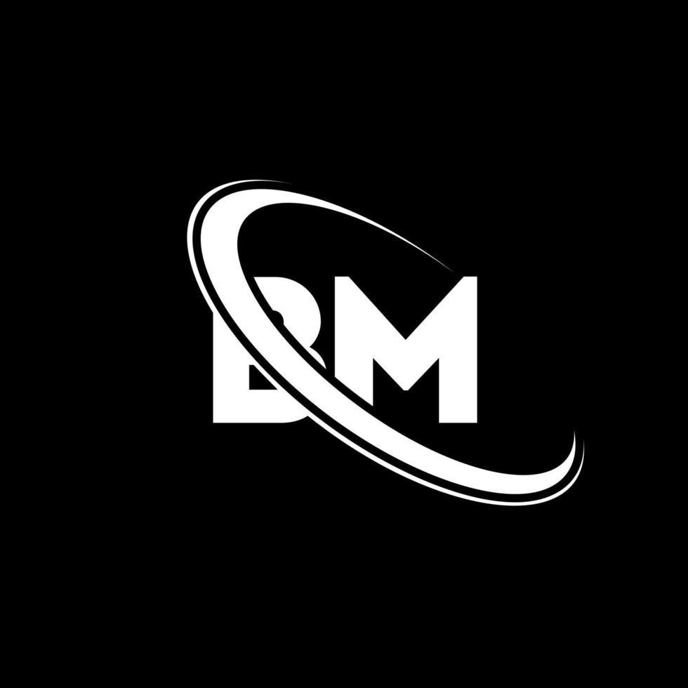 BM logo. B M design. White BM letter. BM letter logo design. Initial letter BM linked circle uppercase monogram logo. vector