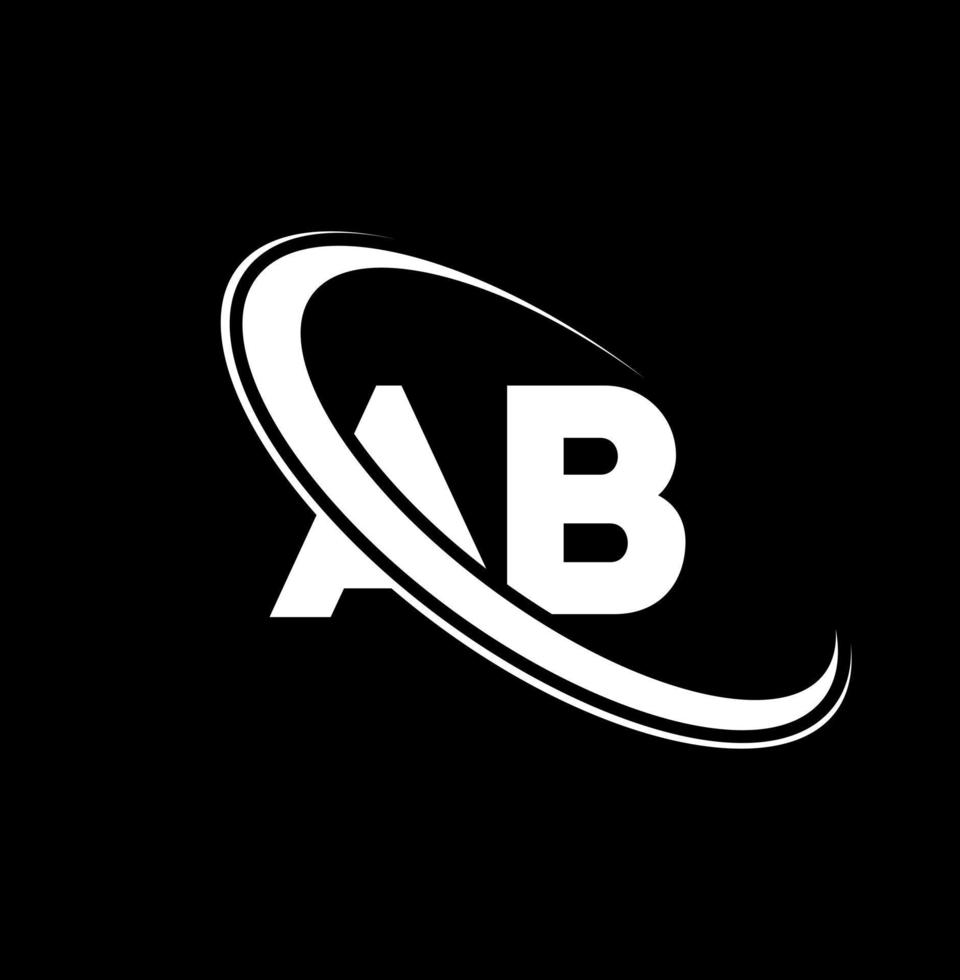 logotipo de ab. diseño de abdominales letra ab blanca. diseño de logotipo de letra ab. letra inicial ab círculo vinculado logotipo de monograma en mayúsculas. vector