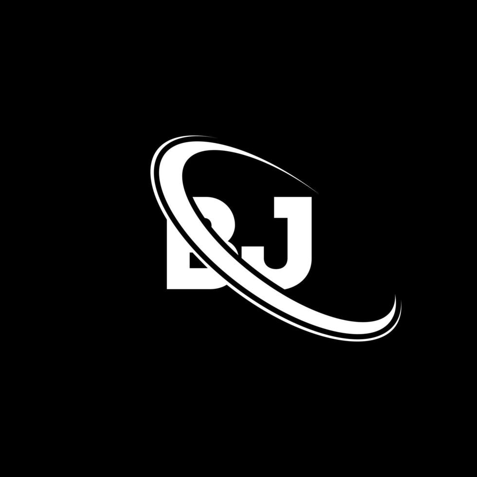 BJ logo. B J design. White BJ letter. BJ letter logo design. Initial letter BJ linked circle uppercase monogram logo. vector