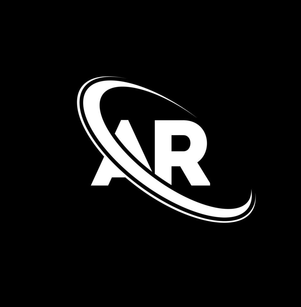 AR logo. A R design. White AR letter. AR letter logo design. Initial letter AR linked circle uppercase monogram logo. vector