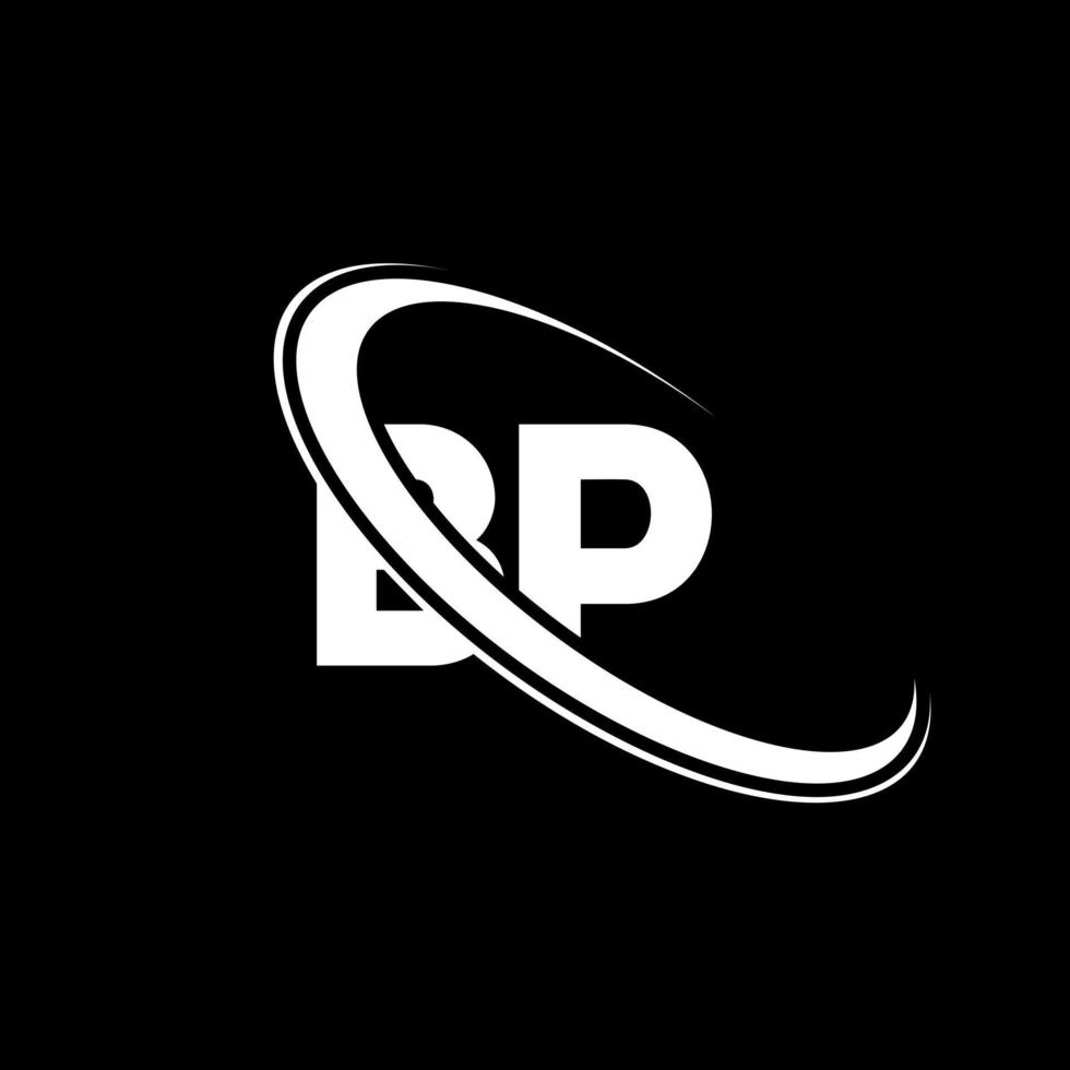 BP logo. B P design. White BP letter. BP letter logo design. Initial letter BP linked circle uppercase monogram logo. vector