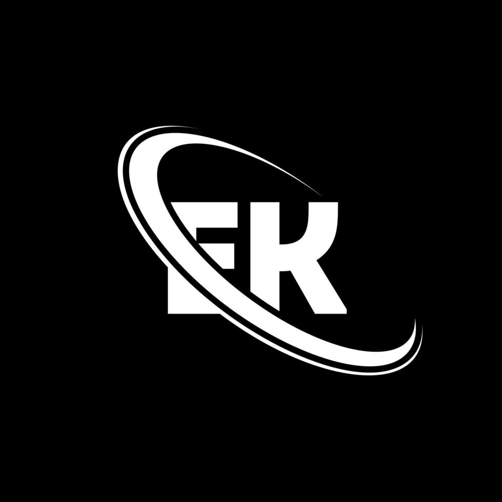logotipo de ek. ek diseño. letra ek blanca. diseño del logotipo de la letra ek. letra inicial ek círculo vinculado logotipo de monograma en mayúsculas. vector