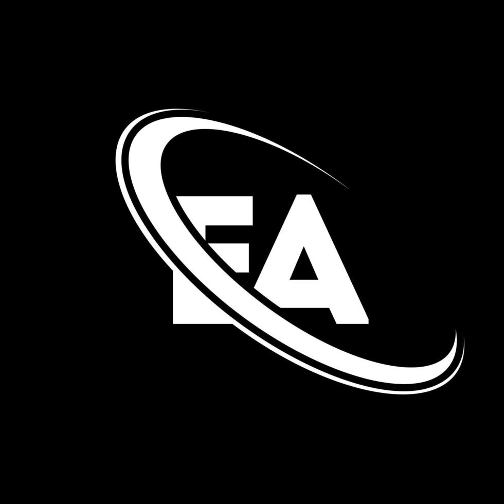 EA logo. E A design. White EA letter. EA letter logo design. Initial letter EA linked circle uppercase monogram logo. vector