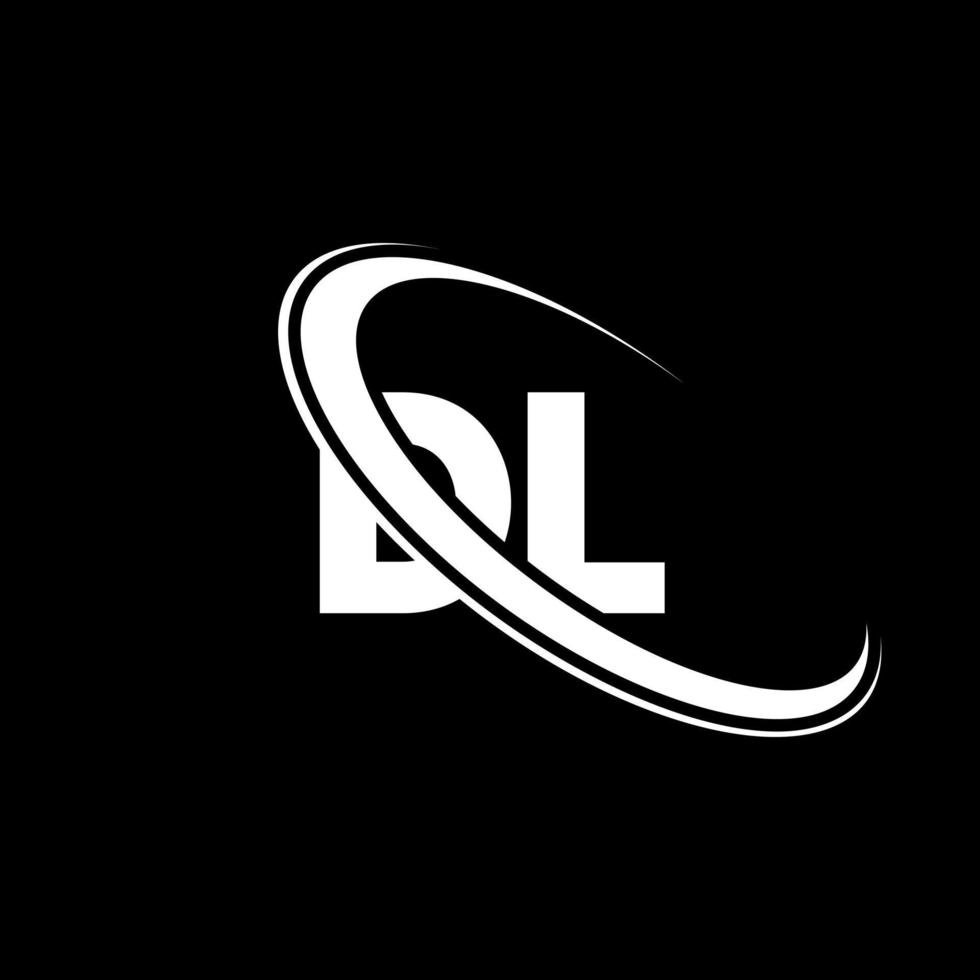 logotipo de DL. dl diseño. letra dl blanca. diseño del logotipo de la letra DL. letra inicial dl círculo vinculado logotipo de monograma en mayúsculas. vector