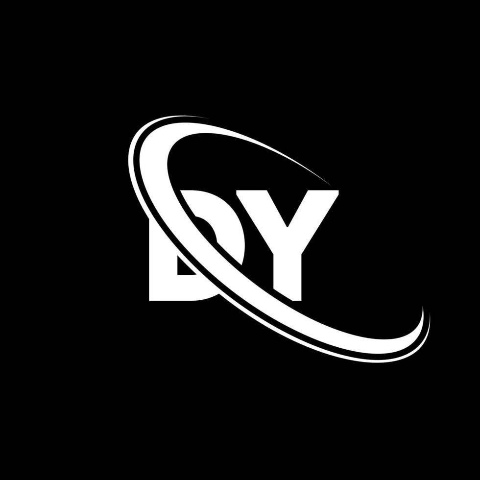 logotipo de dy. diseño de dy. letra d blanca. diseño del logotipo de la letra dy. letra inicial dy círculo vinculado logotipo de monograma en mayúsculas. vector
