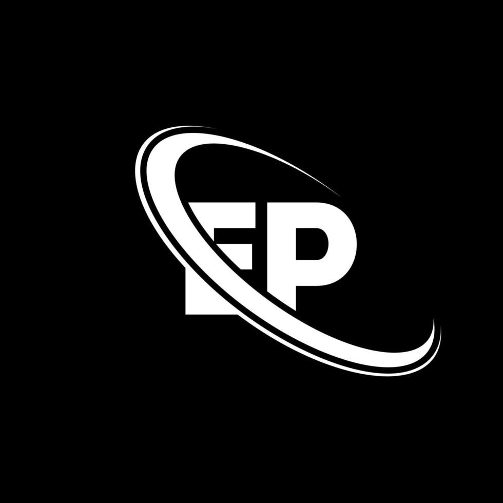 EP logo. E P design. White EP letter. EP letter logo design. Initial letter EP linked circle uppercase monogram logo. vector