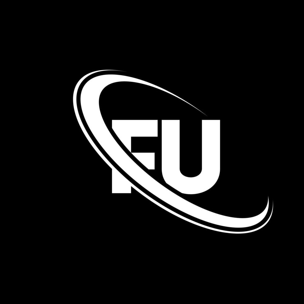 FU logo. F U design. White FU letter. FU letter logo design. Initial letter FU linked circle uppercase monogram logo. vector