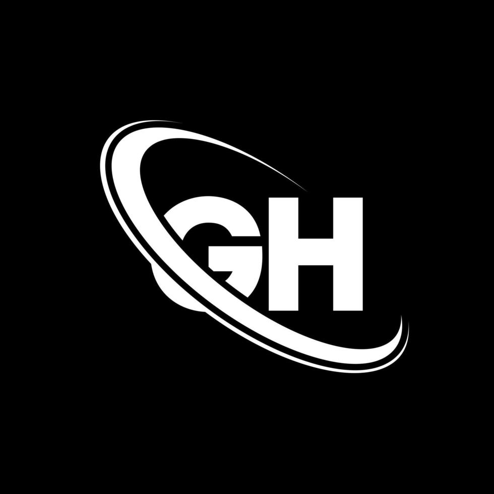 logotipo de g. diseño g. letra gh blanca. diseño del logotipo de la letra gh. letra inicial gh logotipo del monograma en mayúsculas del círculo vinculado. vector