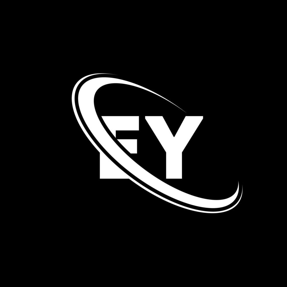 logotipo de ey. Oye diseño. letra ey blanca. diseño del logotipo de la letra ey. letra inicial ey círculo vinculado logotipo de monograma en mayúsculas. vector