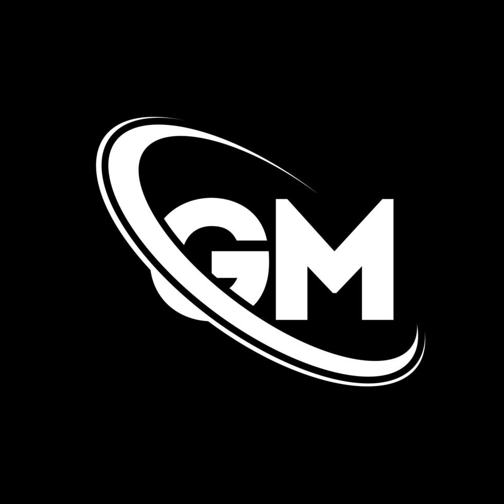 logotipo de g.m. diseño g.m. letra gm blanca. diseño del logotipo de la letra gm. letra inicial gm círculo vinculado logotipo de monograma en mayúsculas. vector