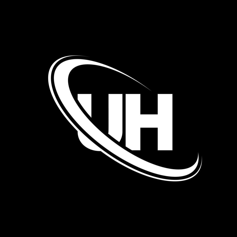 UH logo. UH design. White UH letter. UH letter logo design. Initial letter UH linked circle uppercase monogram logo. vector