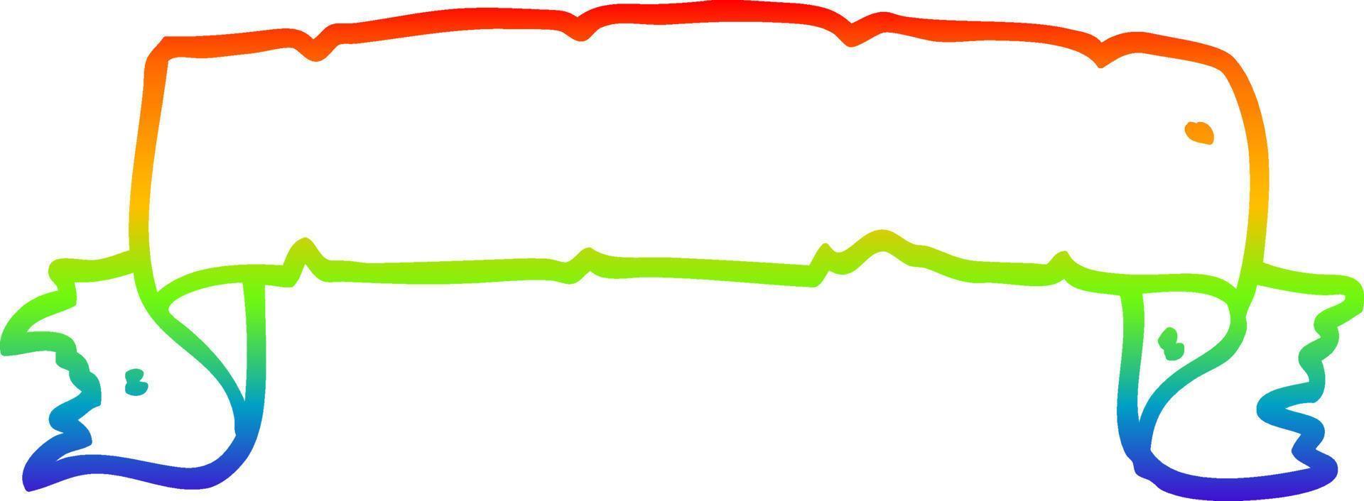 rainbow gradient line drawing cartoon scroll banner vector
