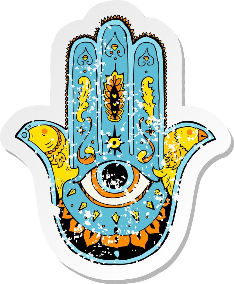retro distressed sticker of a cartoon hamza vector