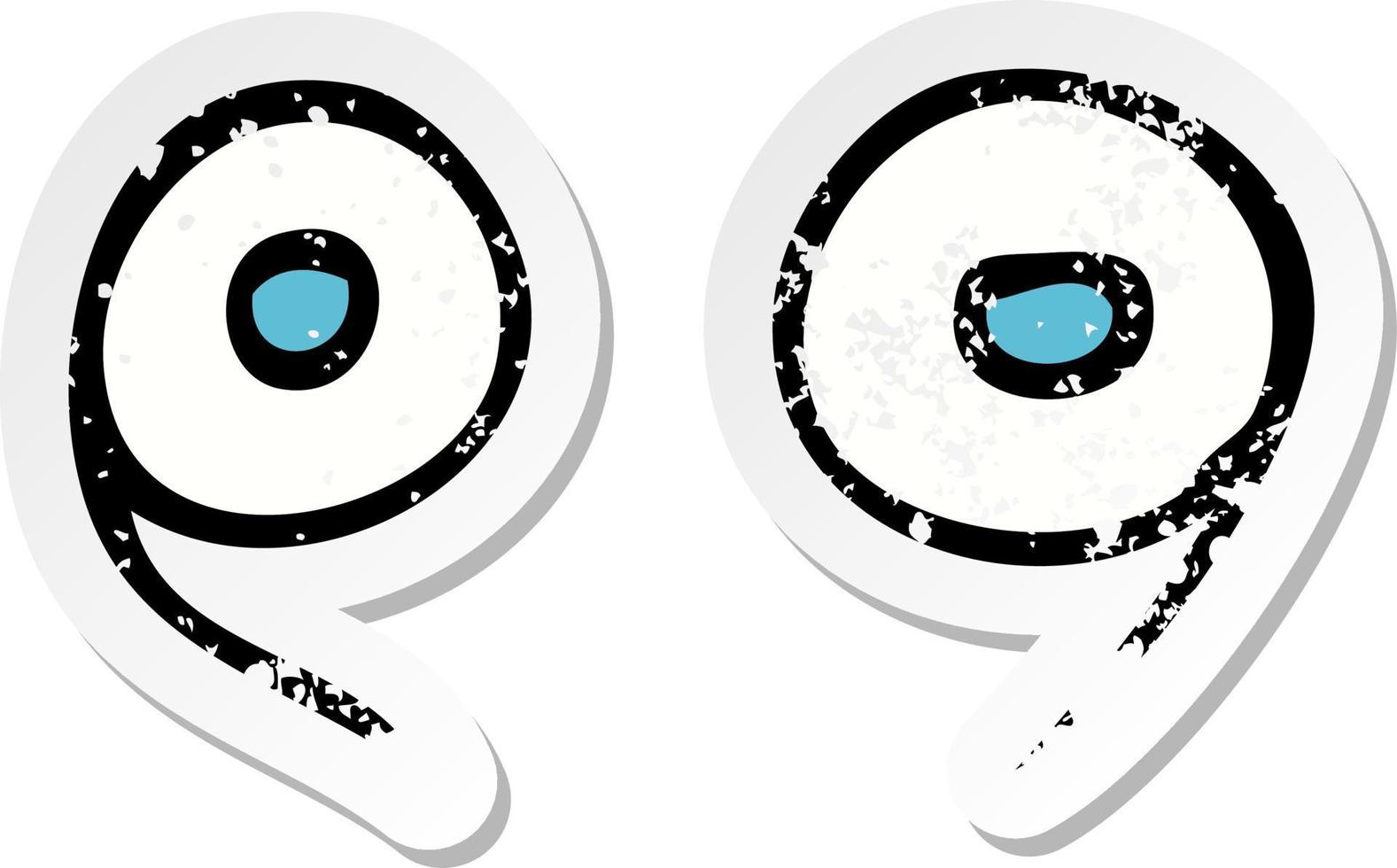 retro distressed sticker of a cartoon eyes vector