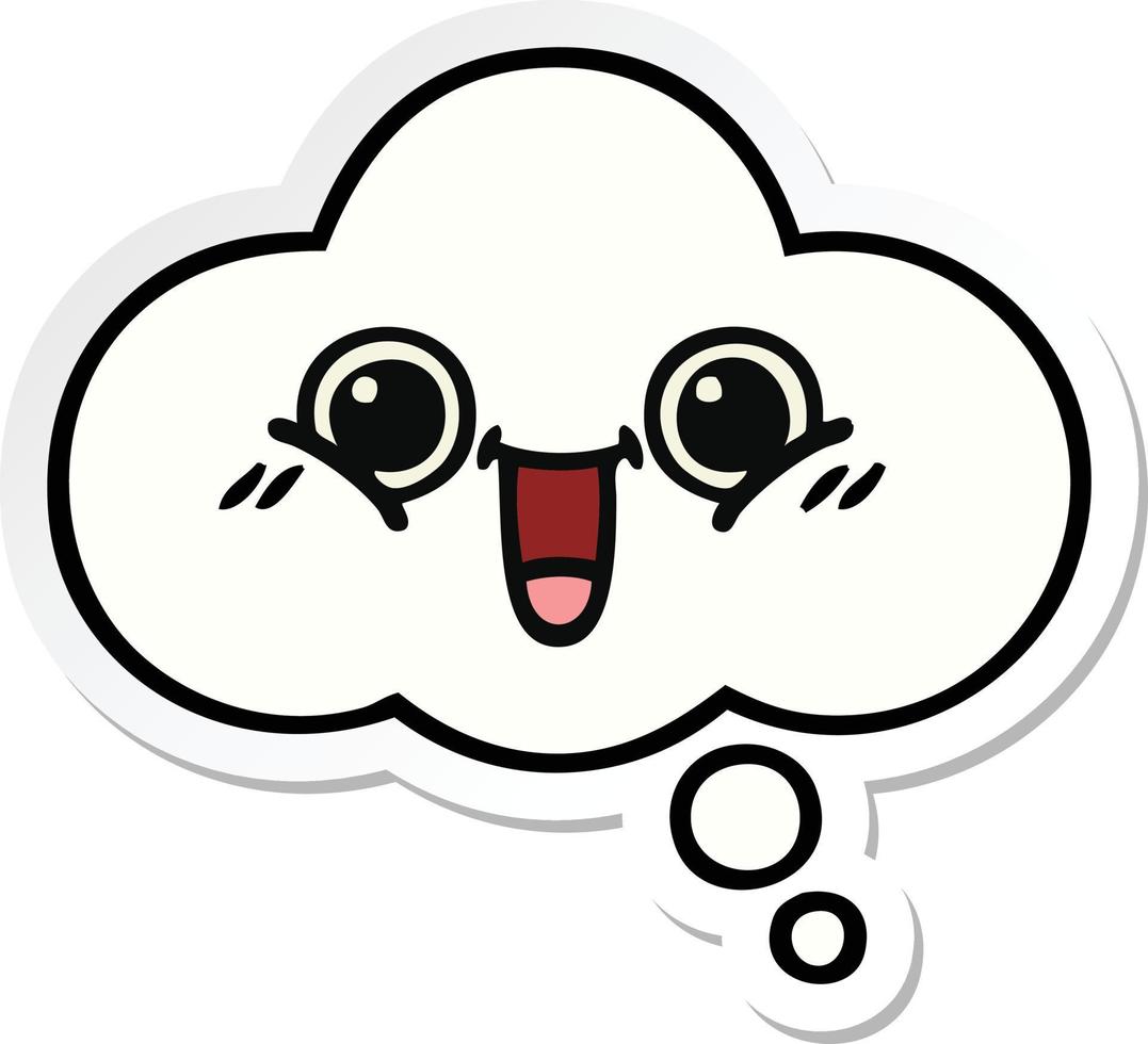 sticker of a cute cartoon thought bubble vector