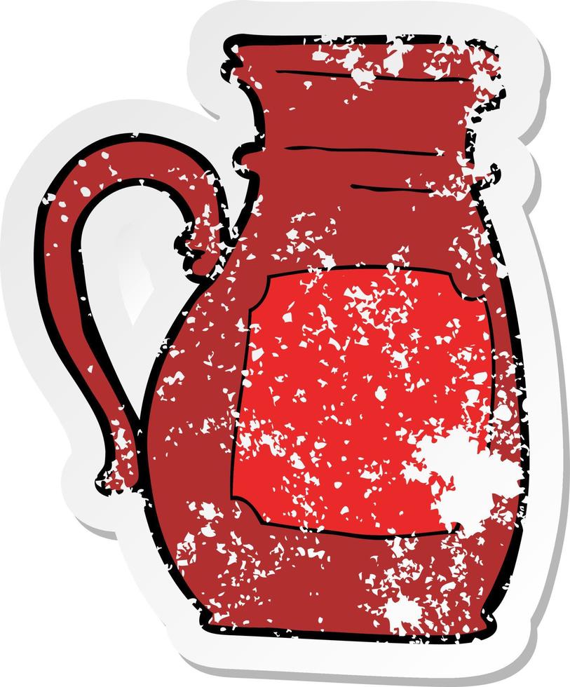 retro distressed sticker of a cartoon jug vector