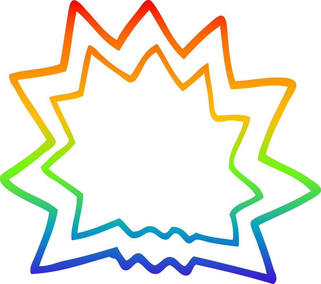 rainbow gradient line drawing cartoon explosion vector