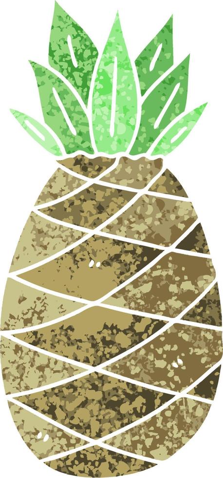 quirky retro illustration style cartoon pineapple vector