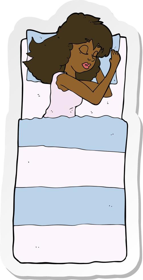 sticker of a cartoon sleeping woman vector