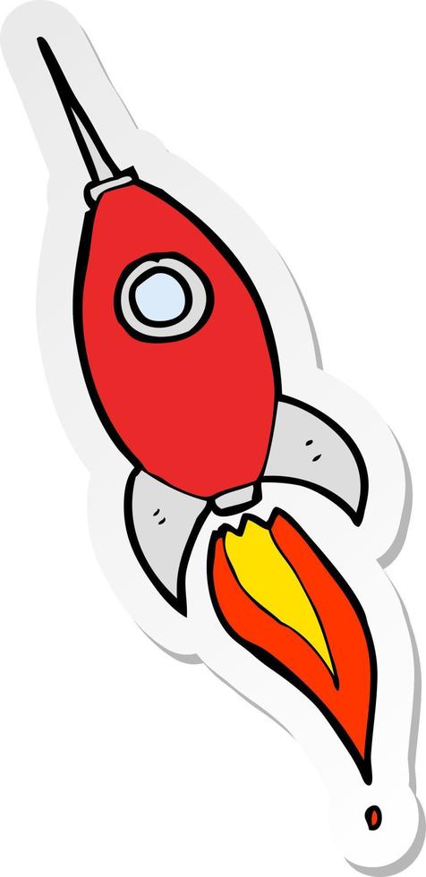 sticker of a cartoon space rocket vector
