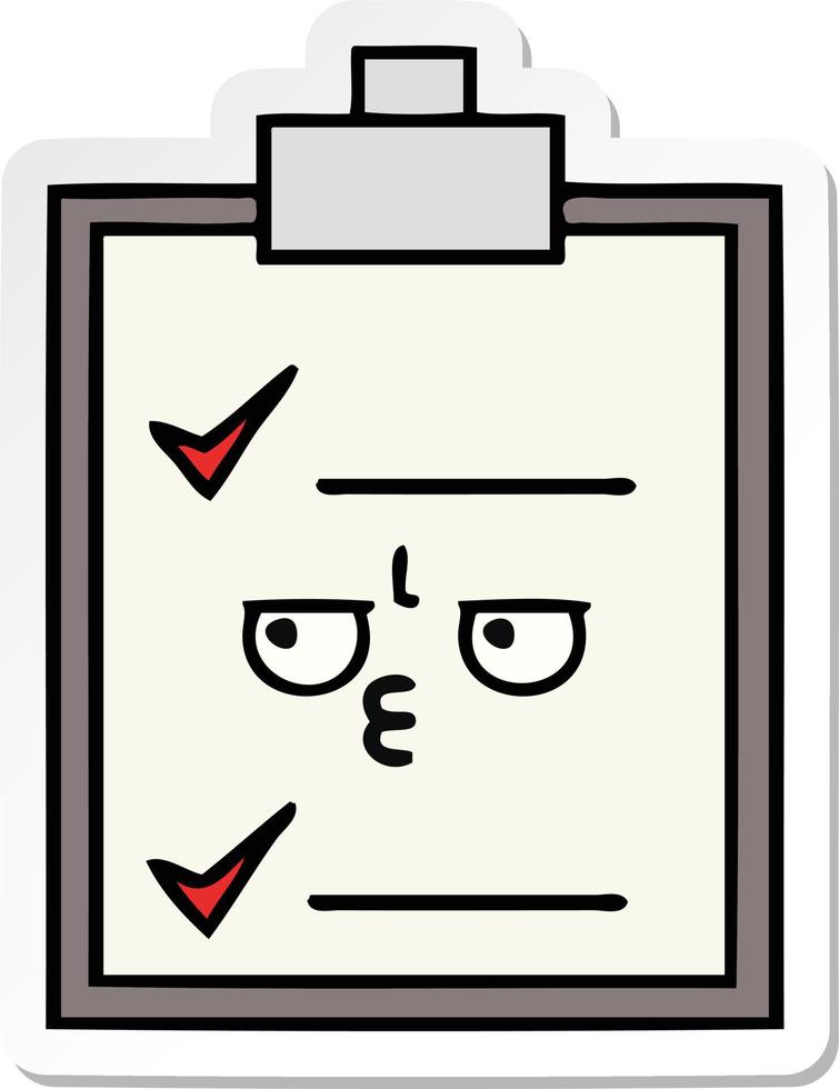 sticker of a cute cartoon check list vector