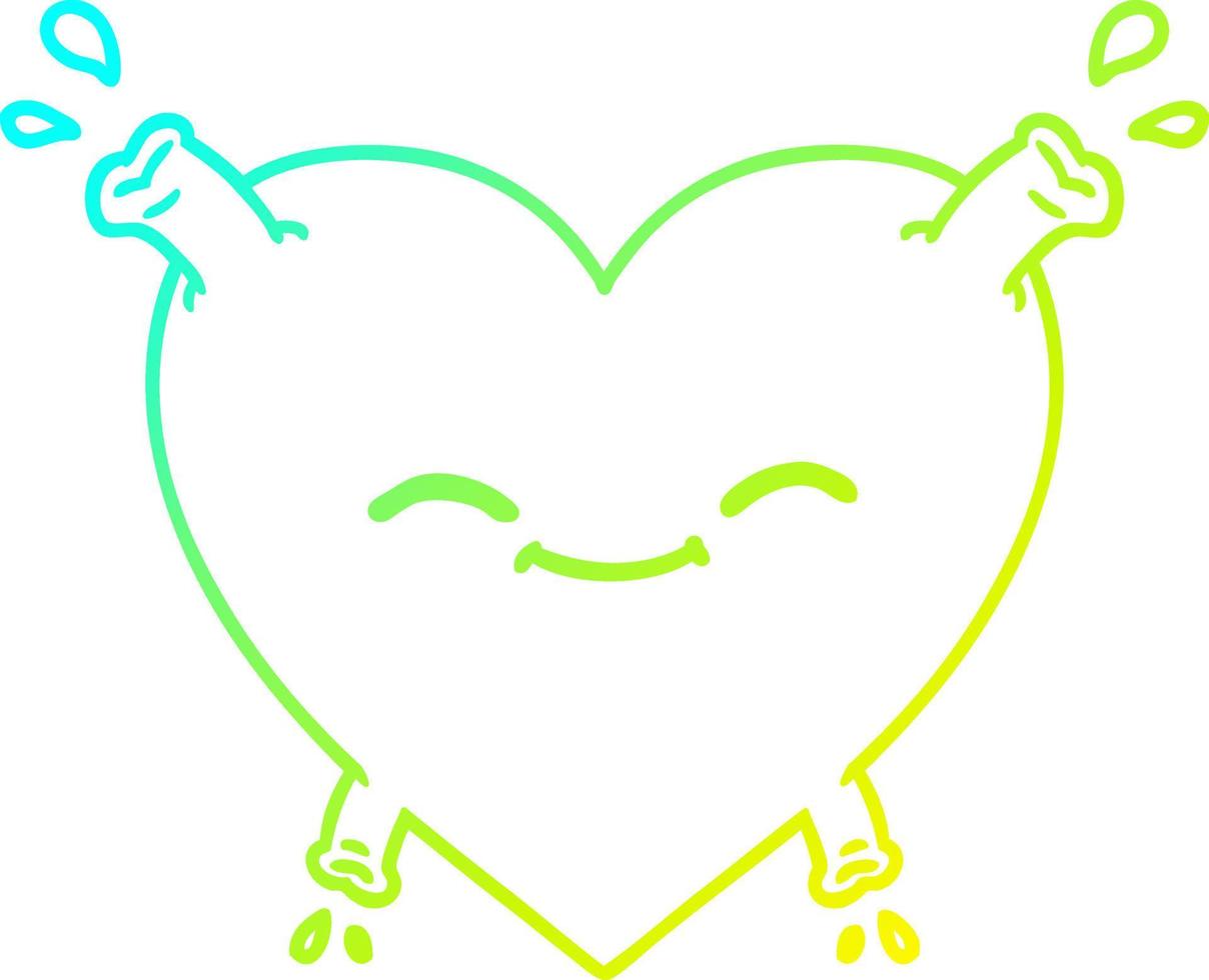 cold gradient line drawing cartoon happy heart vector