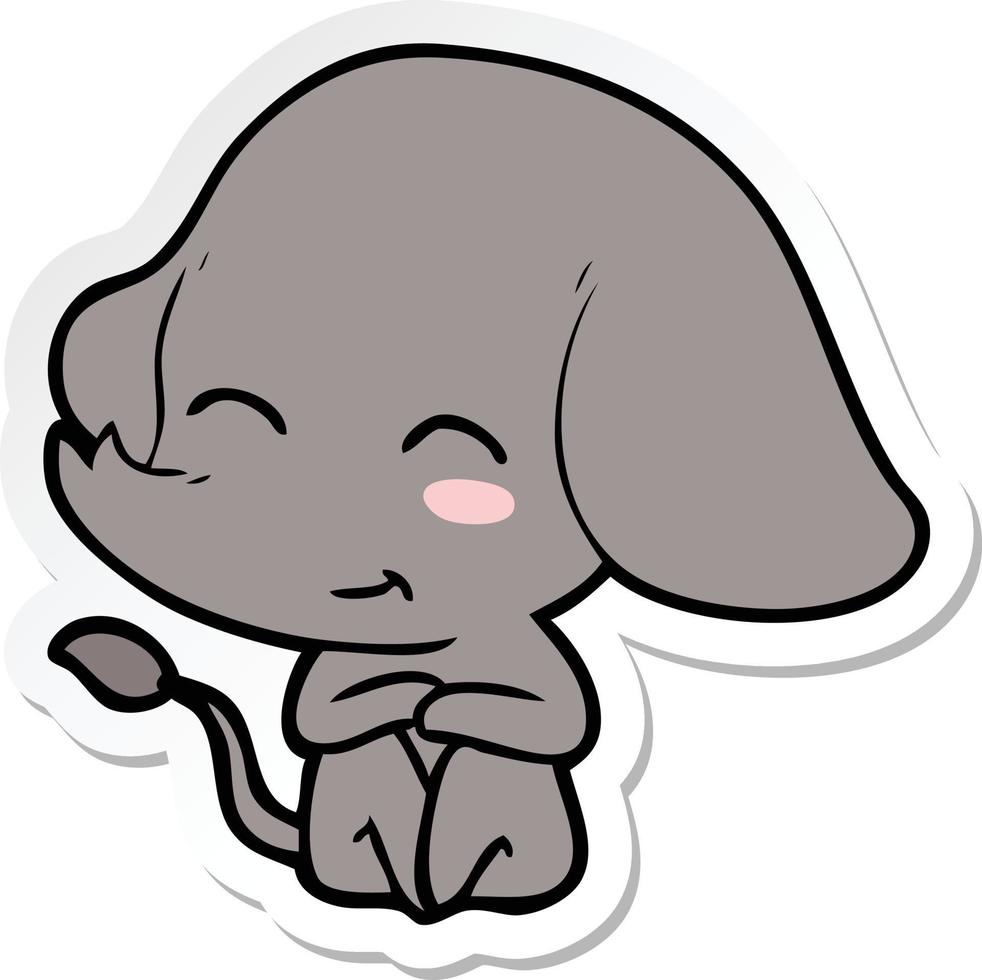 sticker of a cute cartoon elephant vector
