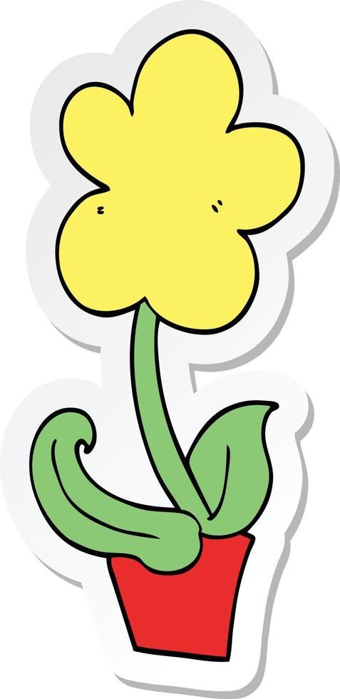 sticker of a cute cartoon flower vector