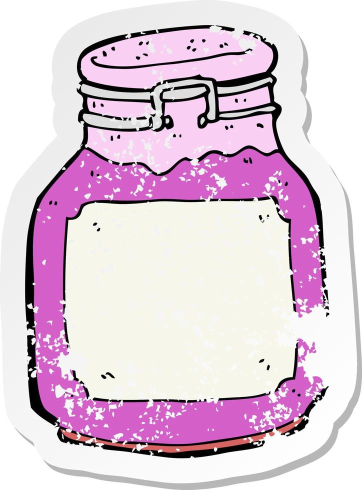retro distressed sticker of a cartoon kitchen jar vector